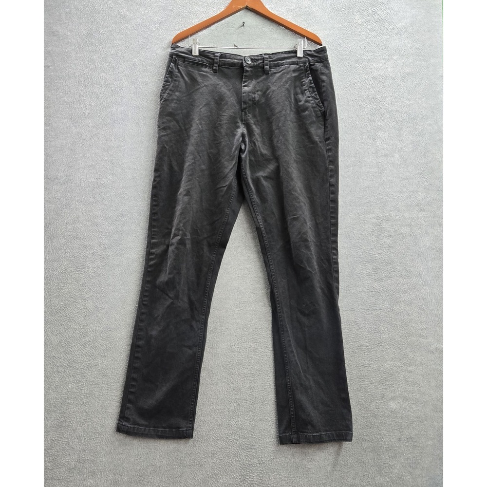Roark Men Pants 34 Black Chino Twill Standard Slim Fit Button 31" Inseam